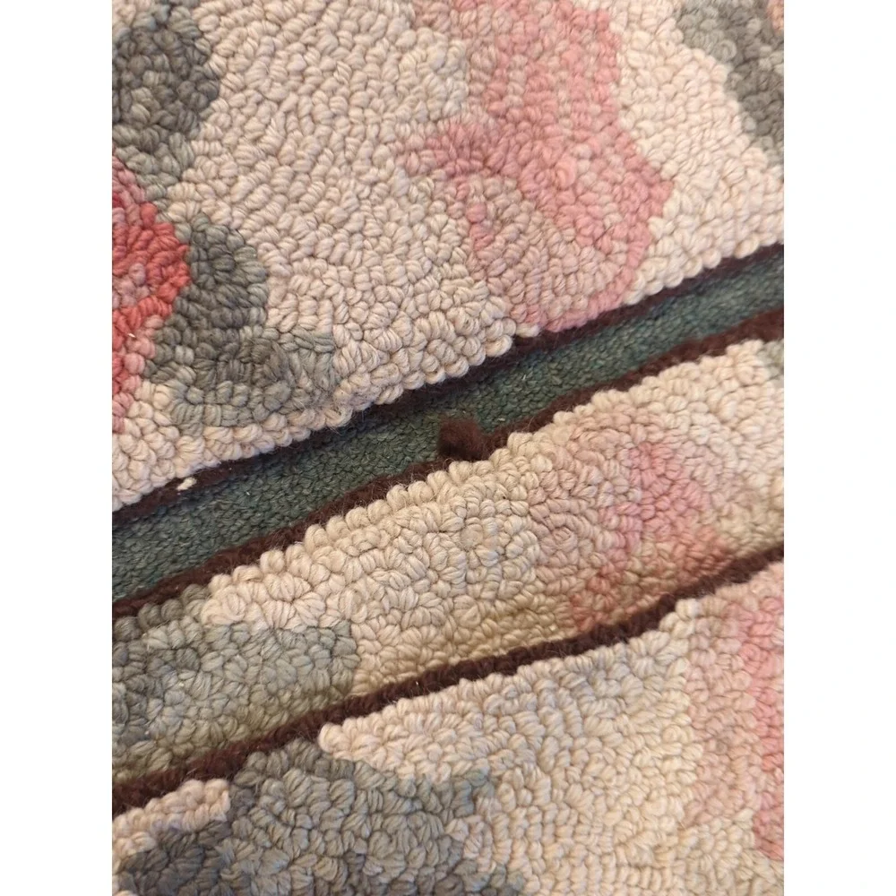 10 Antique Primitive Country Handmade‎ Hook Wool Hooked Stair Treads Floral Rug